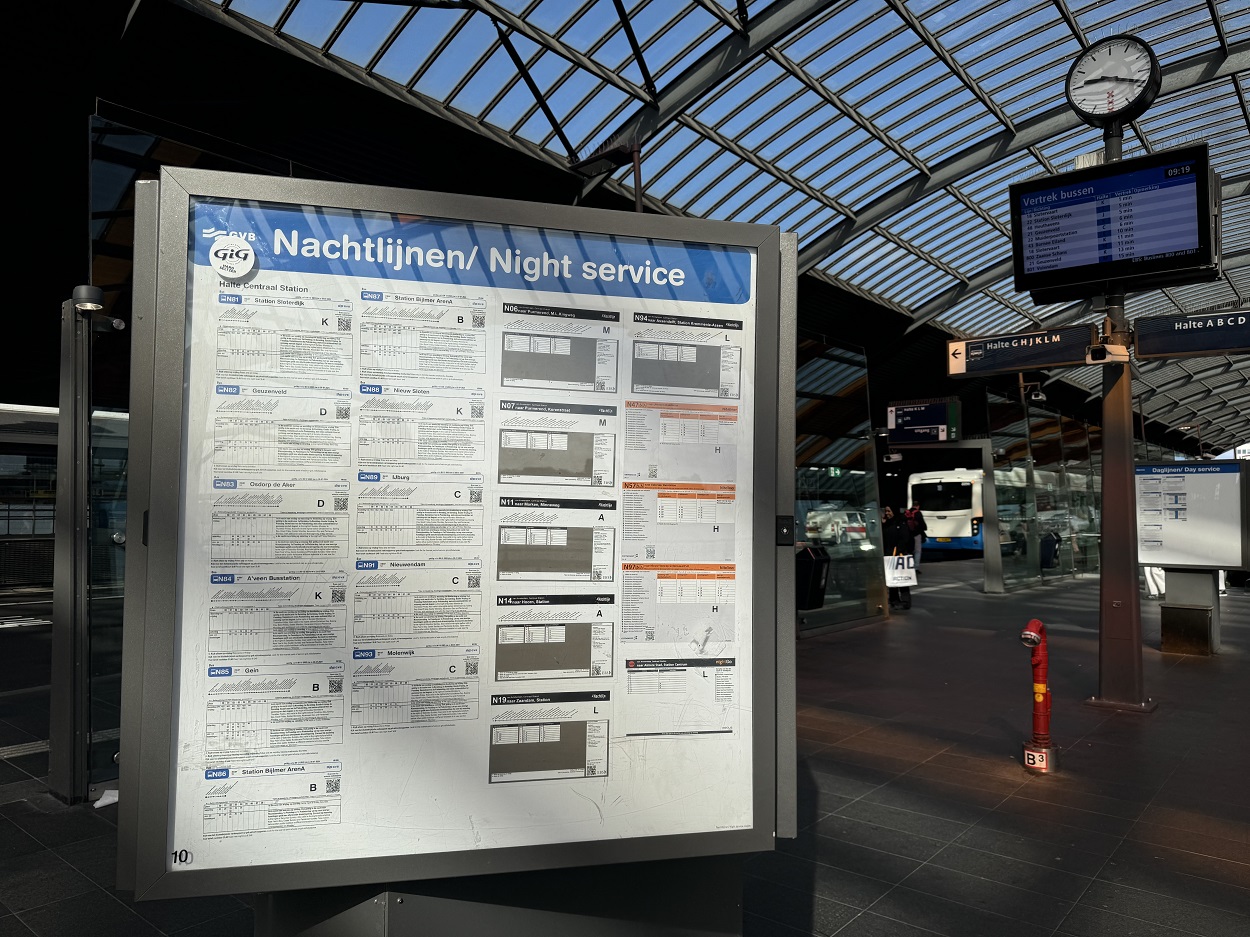 Amsterdam night buses map and schedule