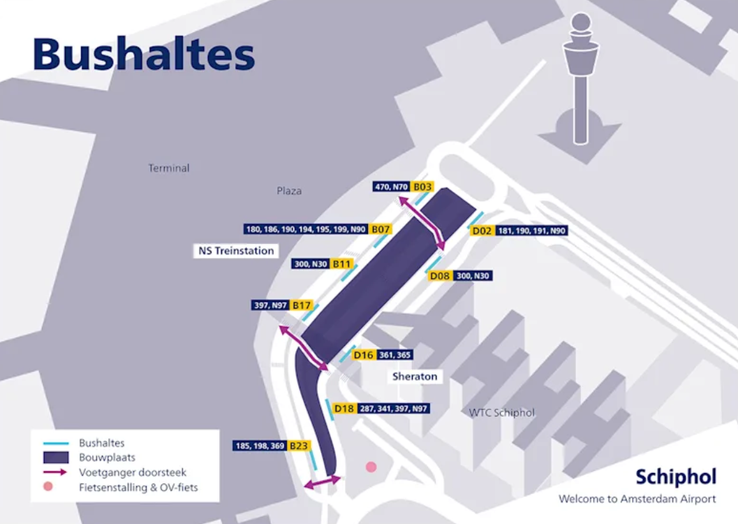 Schiphol bus station departures