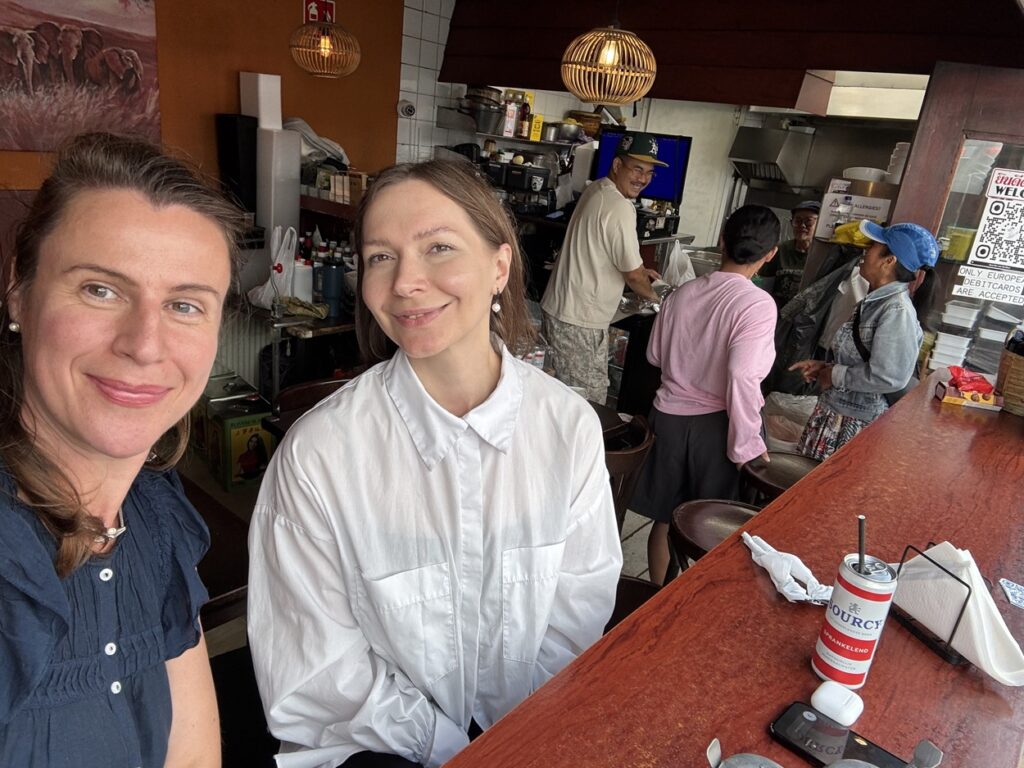 Anastasia Dudina, Amsterdam Explorer writer, at Thai Bird snack bar in Amsterdam